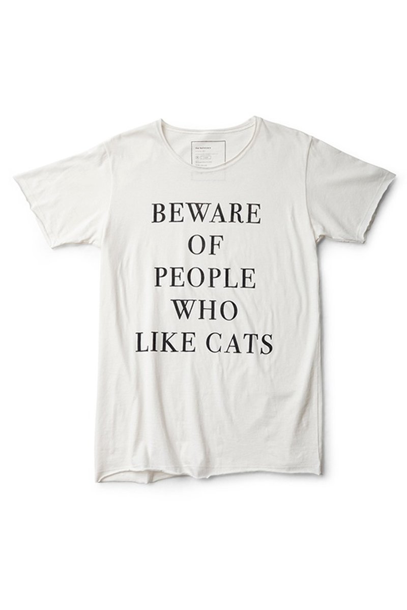 Beware of People Who Like Cats - tshirt - size M - 中性连帽卫衣/T 恤 - 棉．麻 白色
