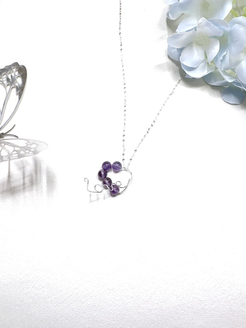 心形吊咀颈链 - 项链 - 水晶 