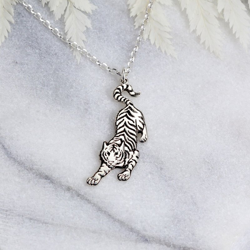 【Angel & Me】老虎 虎虎生风 s925纯银生肖项链 生日 情人节礼物 - 项链 - 纯银 银色