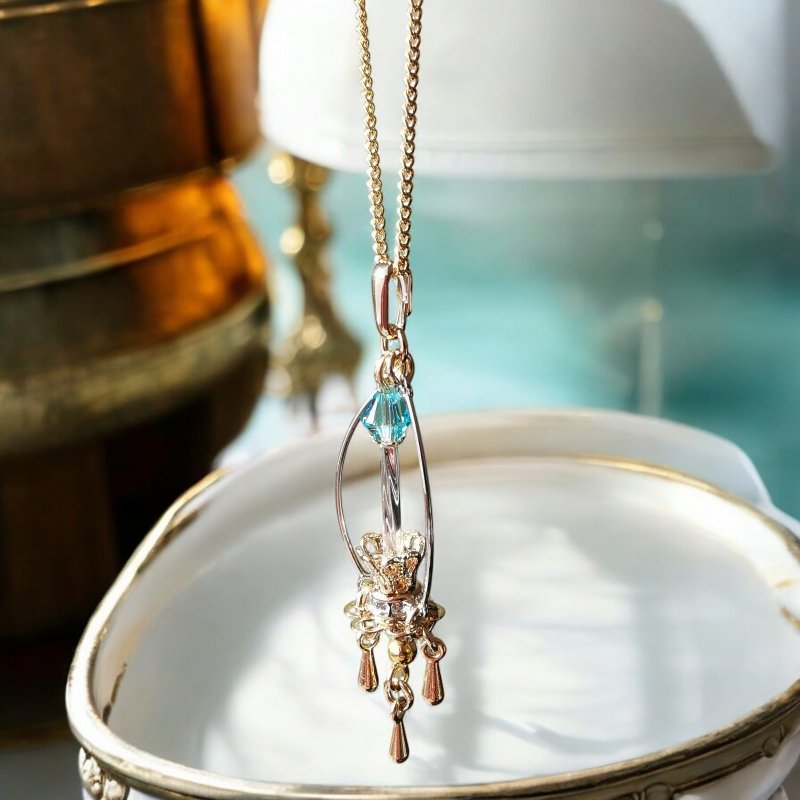 3月 生日蜡烛 项链 海蓝宝石 - 项链 - 玻璃 蓝色