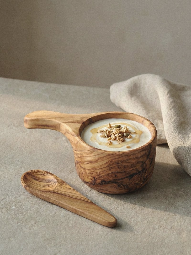 手工橄榄木早餐 Yogurt 杯 优格燕麦甜品杯 - 咖啡杯/马克杯 - 木头 