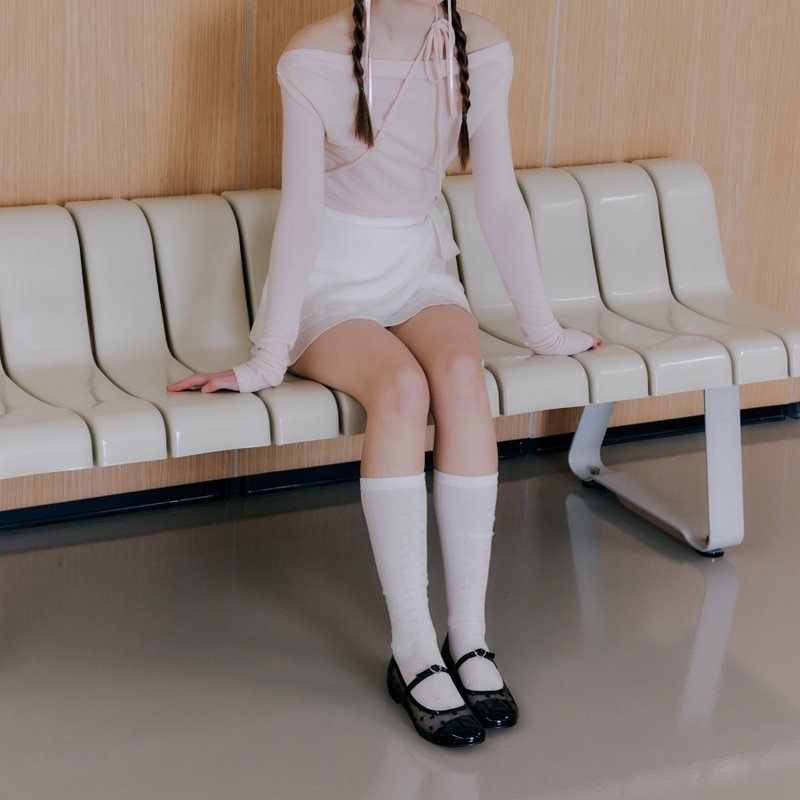 JELLO Heartstrap Flat 黑色 - 芭蕾鞋/娃娃鞋 - 真皮 黑色