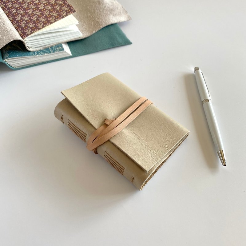 A7 米色皮革手帐 - 笔记本/手帐 - 真皮 卡其色