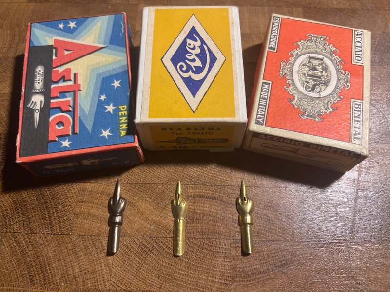 古董 手指尖 三款收藏沾水笔尖 意大利制造 - 蘸水笔 - 其他金属 