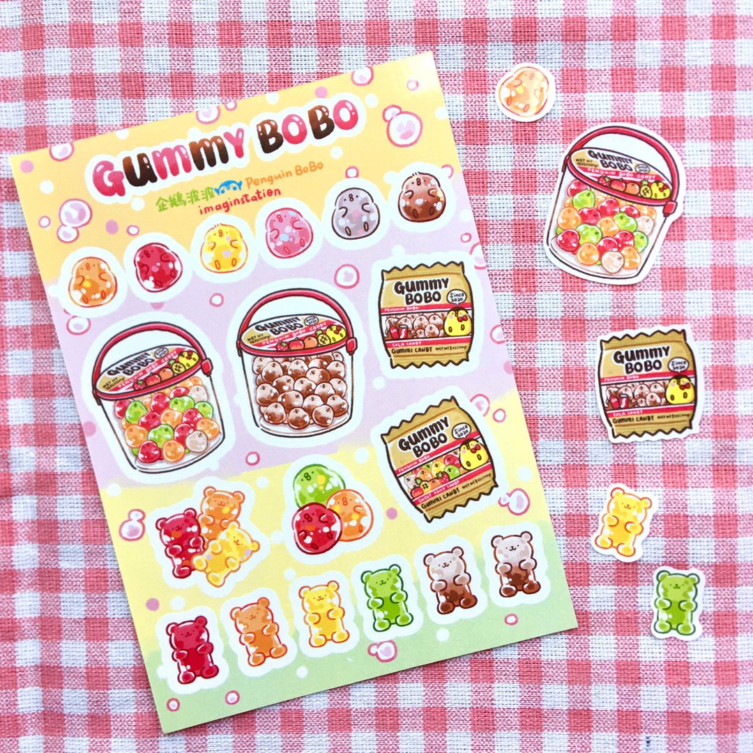 Gummy BoBo ʕ•ᴥ•ʔ I 全刀模贴纸 I - 贴纸 - 塑料 粉红色