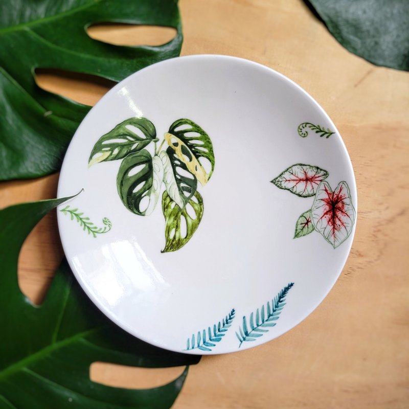观叶植物圆盘 手工绘制 原创款 - 盘子/餐盘/盘架 - 瓷 