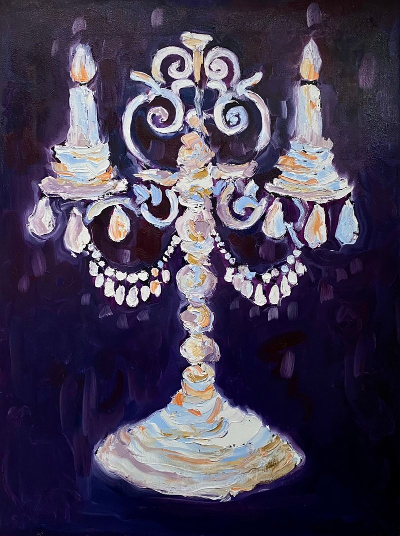 古董烛台 原创布面油画 抽象艺术 室内艺术 墙面装饰 - 墙贴/壁贴 - 其他金属 多色