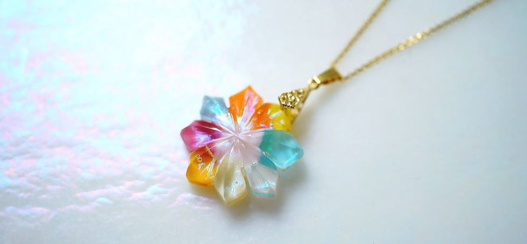 [Made to order] Japanese flowers - 项链 - 玻璃 多色