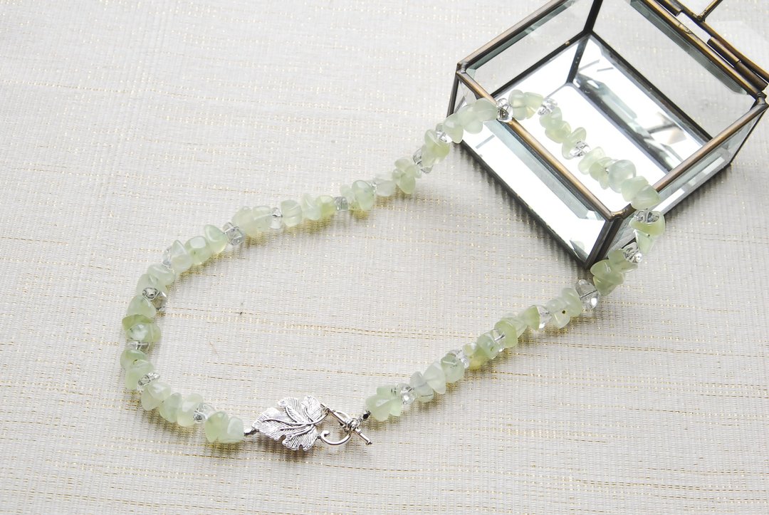 Prehnite and green amethyst fresh green necklace after rain - 项链 - 水晶 绿色