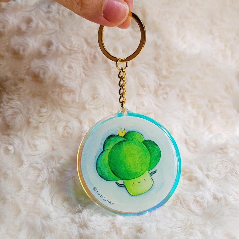 放轻松 - 彩虹亚克力匙扣 - 西兰花王子 - 钥匙链/钥匙包 - 塑料 白色