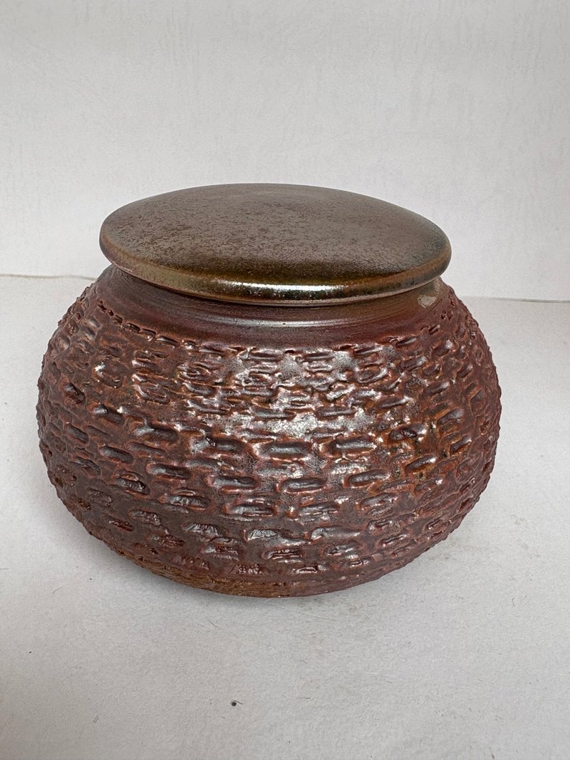 柴烧紫金色冰烟小茶仓 - 茶具/茶杯 - 陶 