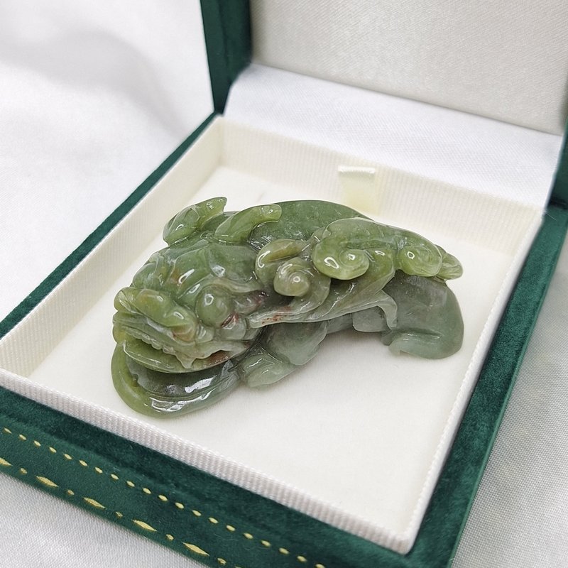缅料 满绿 桂花糕 貔貅 摆件  | 天然缅甸玉A货翡翠 - 摆饰 - 玉石 