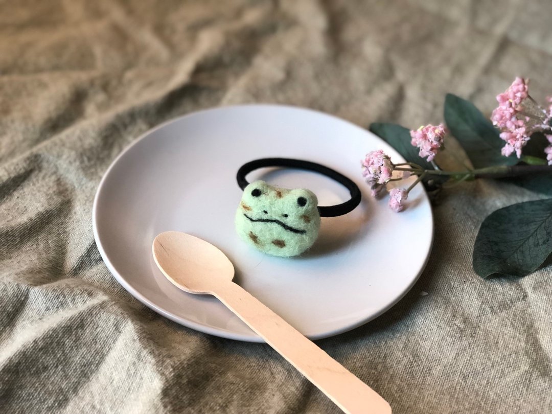 雪球巧克力 - 薄荷巧克力蛙羊毛毡 发圈 - 发饰 - 羊毛 绿色