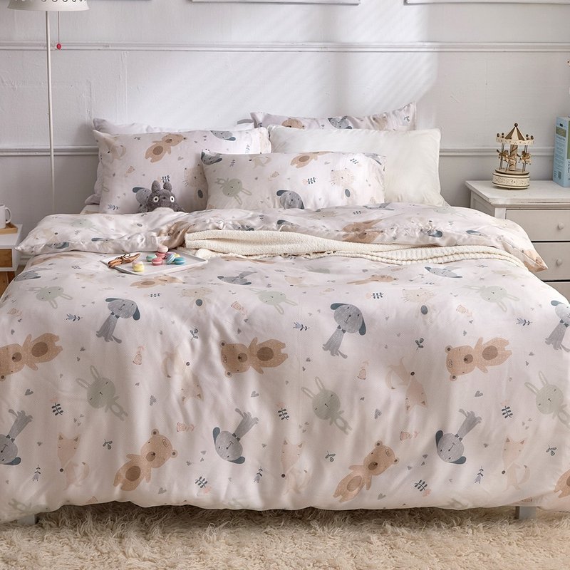 床包被套组 - 单人/双人/加大/特大 40 支莱赛尔天丝 / 萌物游行 - 寝具 - 其他材质 多色