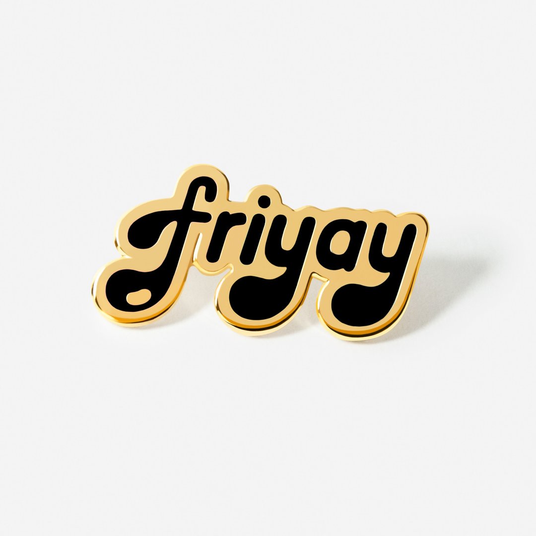 Word: Black Friyay Hat Lapel Pin - 胸针 - 珐琅 黑色
