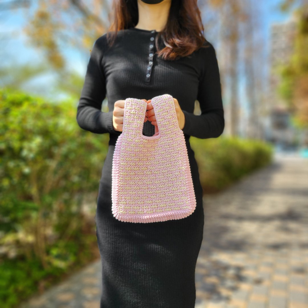 Dual two tone bunny bag 双面双色兔子包/手工钩针编织包 - 手提包/手提袋 - 棉 