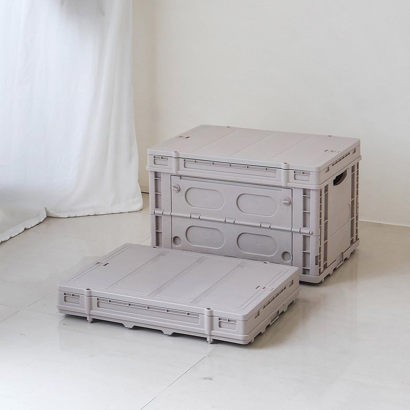 可侧开折叠箱-卡其 换季收纳(2入) 折叠收纳箱 - 收纳用品 - 塑料 卡其色