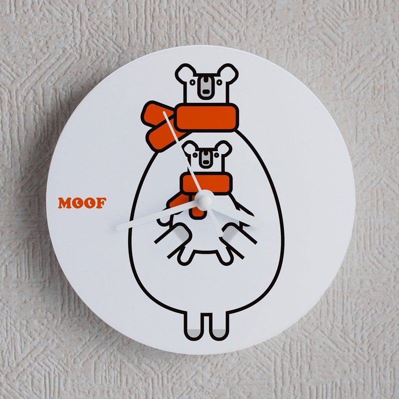 MOOF Wall Clock Bear Kuma parents clock illustration wall hanging clock watches humorous simple design - 时钟/闹钟 - 塑料 橘色