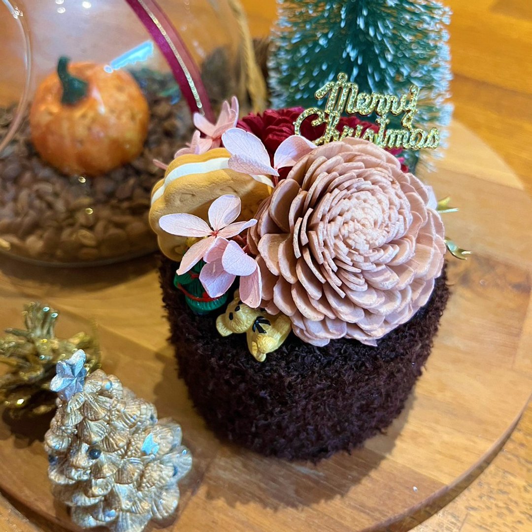 VERNITA-co 扩香蛋糕花 ,字卡可替换英文生日快乐 - 干燥花/捧花 - 植物．花 咖啡色