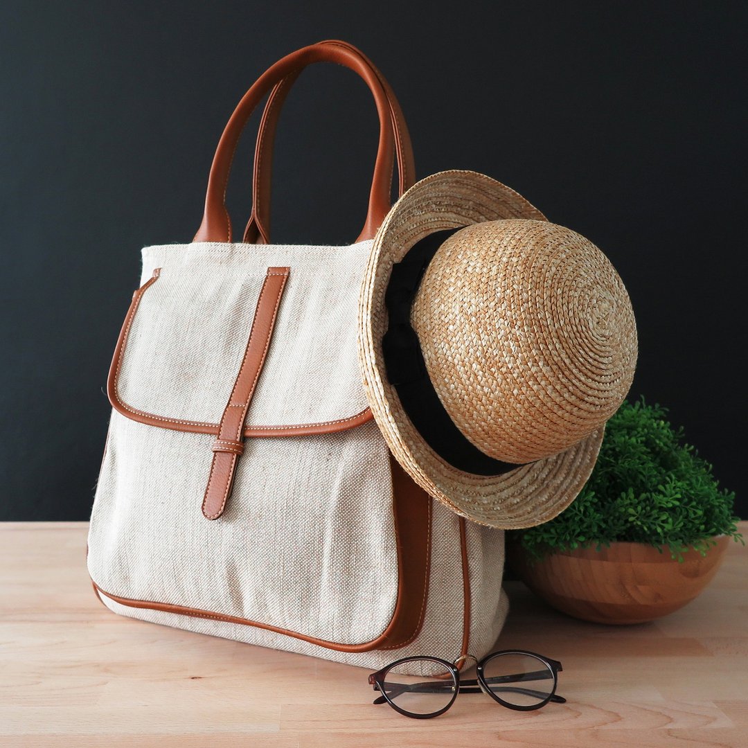 Common Tote 实用手提包 - 自然色 - 手提包/手提袋 - 棉 白色