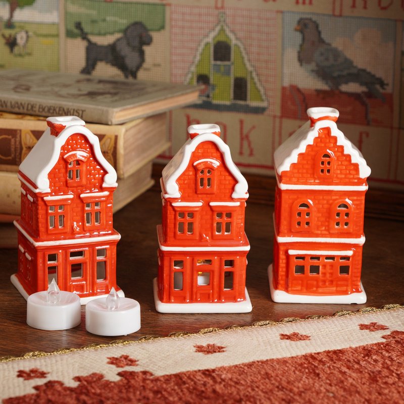 荷兰国家彩卷发行手绘圣诞烛灯屋共3款 - 蜡烛/烛台 - 瓷 红色