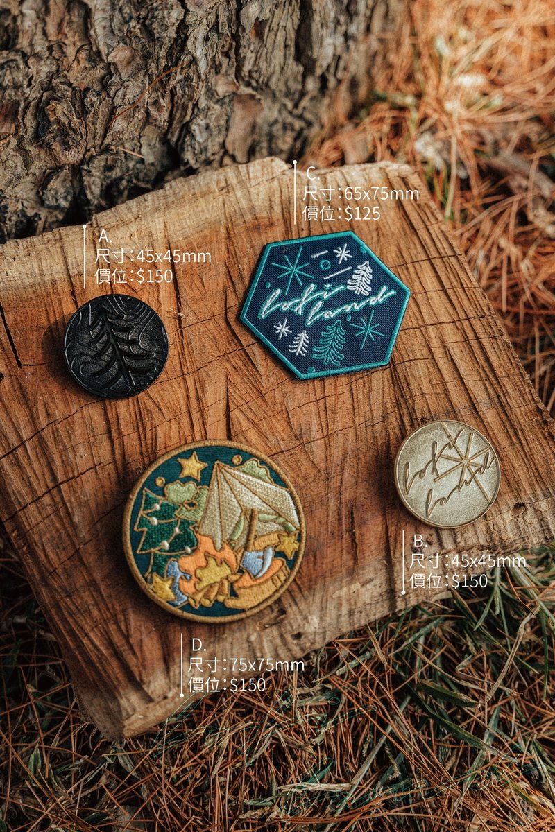 *。光流刺绣布章。* - 胸针 - 棉．麻 白色