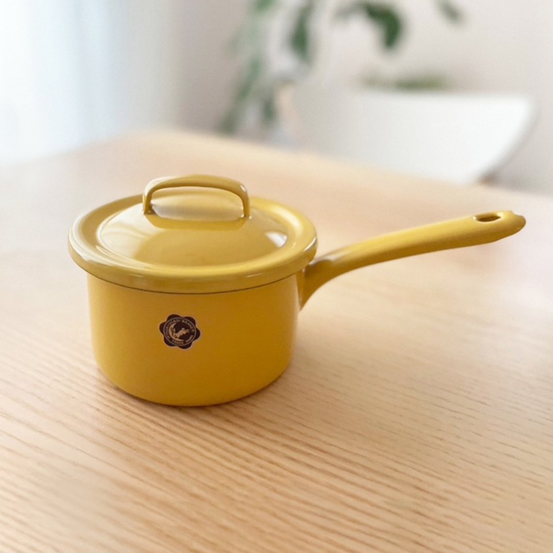 限定新色 日本月兔印 日制单柄片手珐琅汤锅(附盖)-12cm - 茶具/茶杯 - 珐琅 黄色