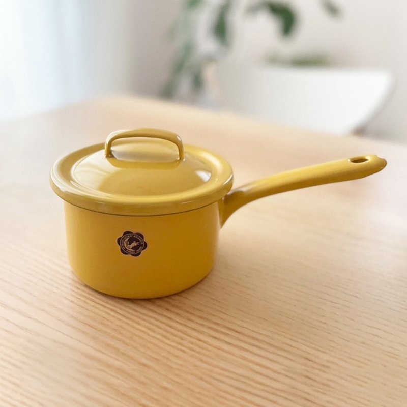 限定新色 日本月兔印 日制单柄片手珐琅汤锅(附盖)-12cm - 茶具/茶杯 - 珐琅 黄色