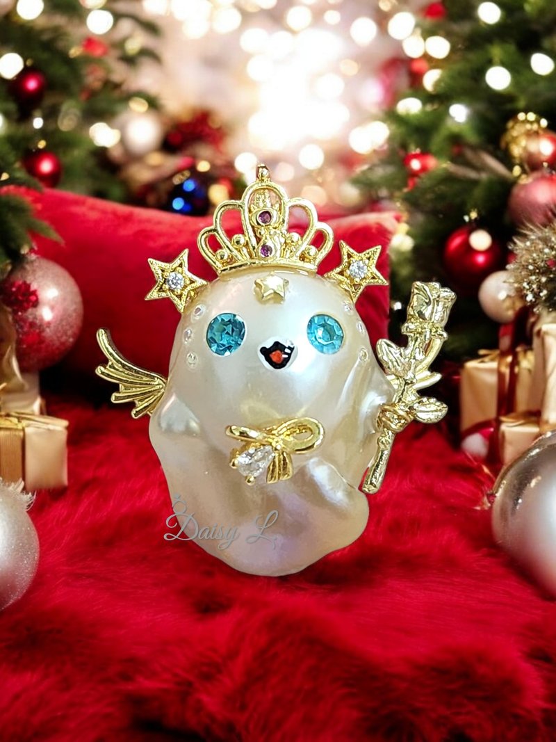 巴洛克天然淡水珍珠小王子造型开口扣吊坠 - 吊饰 - 珍珠 白色