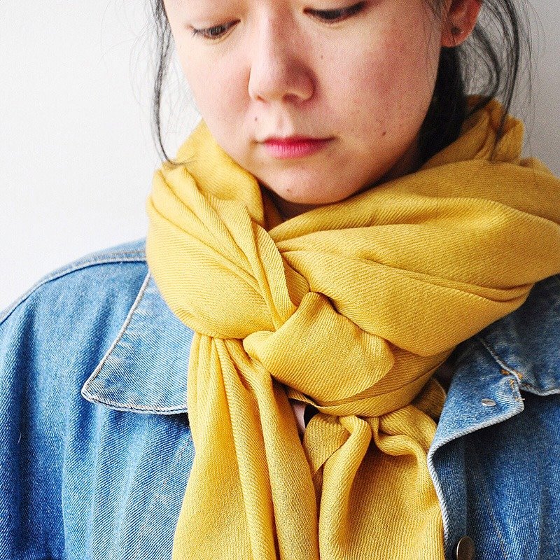 【岁时记】草木染純羊毛圍巾-姜黃 - 丝巾 - 羊毛 黄色
