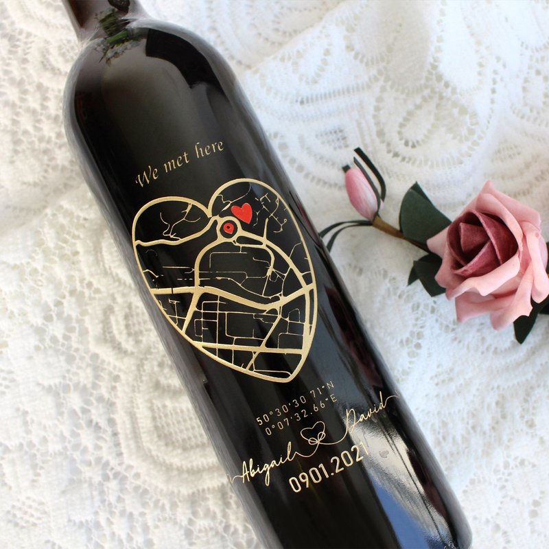 【定制】情侣 情人节 纪念日 礼物|邂逅地点定制红酒 - 酒类 - 玻璃 