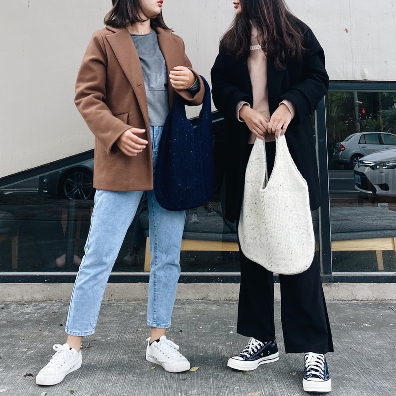 麻花针织包 多色 - 手提包/手提袋 - 聚酯纤维 白色