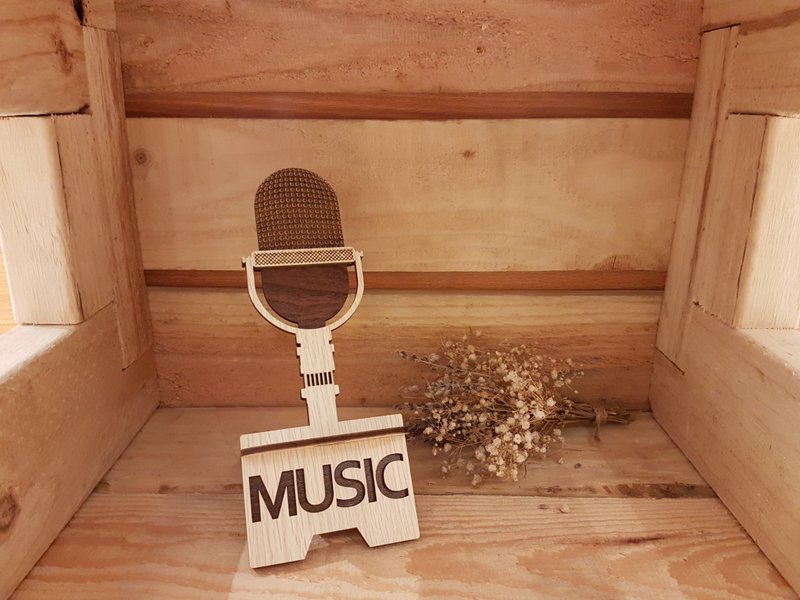 【教师节礼物】木头手机座-麦克风 名片架/礼物/赠品 - 摆饰 - 木头 