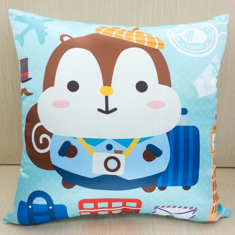 Squly 靠垫/咕臣/软垫/抱枕 (蓝背景旅游) - 枕头/抱枕 - 聚酯纤维 蓝色