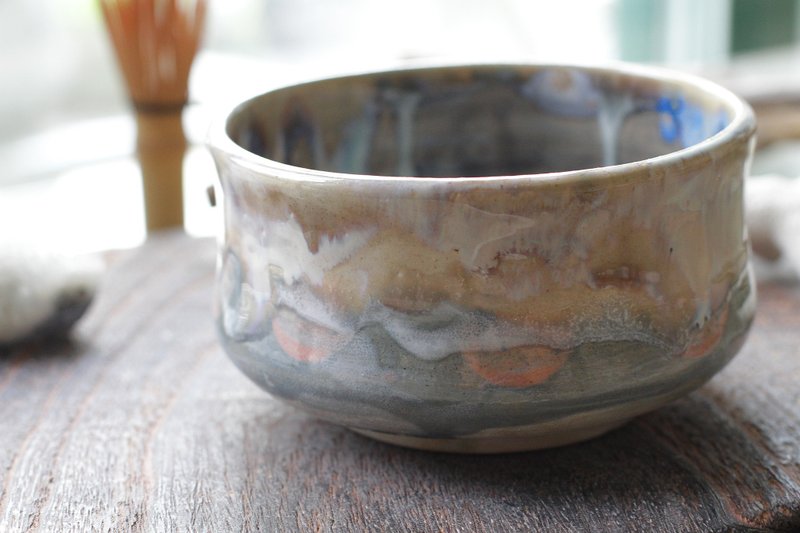 你的心容得下我的爱手拉坏大陶碗/茶碗/抹茶碗 - 碗 - 陶 蓝色