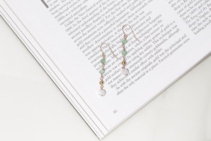 晨露 月光石绿东陵水晶耳环 - 耳环/耳夹 - 水晶 绿色