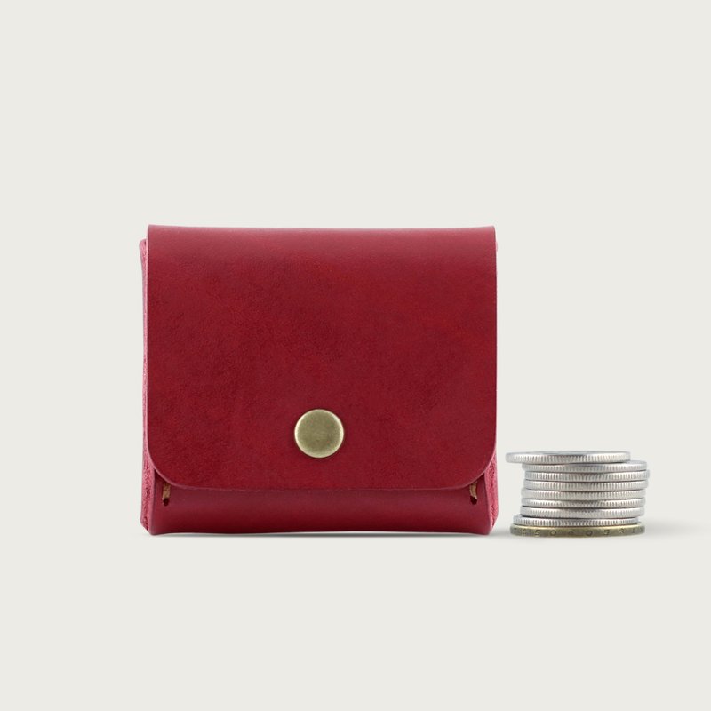 方块零钱包 / 置物盒 -- 酒红色 - 零钱包 - 真皮 红色