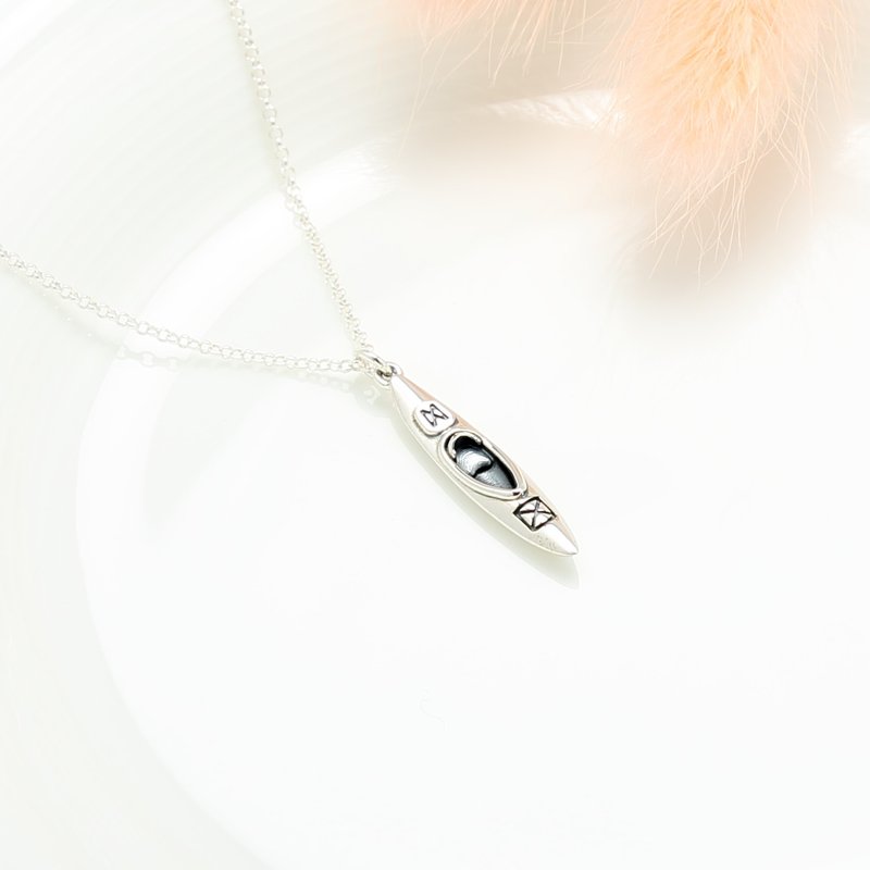 【Angel & Me】泛舟 独木舟 s925 纯银 项链 户外 旅行 生日礼物 - 项链 - 纯银 银色