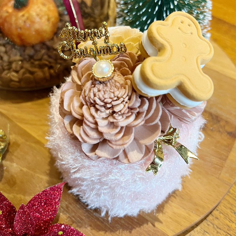 || X'mas || VERNITA-P  扩香蛋糕花 ,字卡可替换英文生日快乐 - 干燥花/捧花 - 植物．花 粉红色