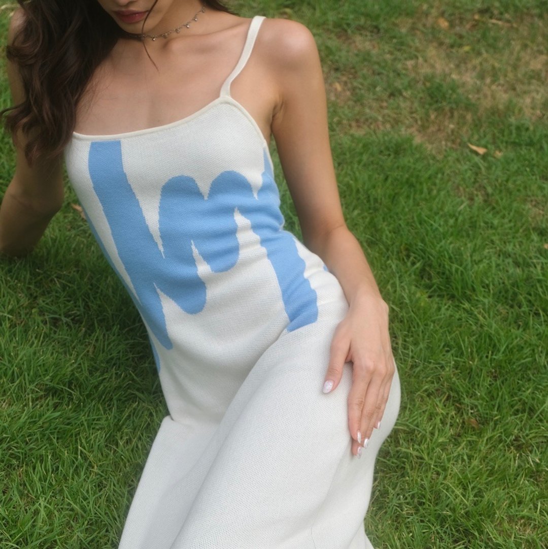 summer locker 针织连身裙 summer knit dress 象牙白 cloud9 - 洋装/连衣裙 - 其他材质 白色