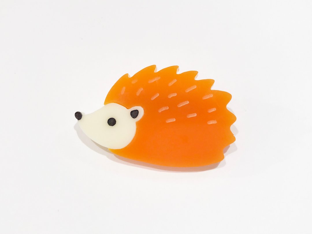 Hedgehog acrylic brooch "Orange" - 胸针 - 压克力 橘色