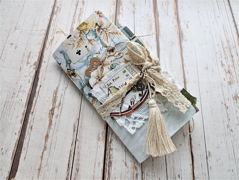 复古拼贴手帐 手工制作 旧庄园日记 植物笔记本 - 笔记本/手帐 - 纸 绿色