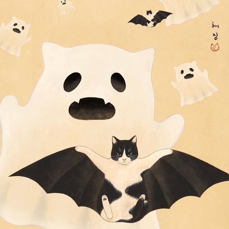 生活里处处是猫。韩国艺术家创作 猫咪贴纸 - 贴纸 - 纸 