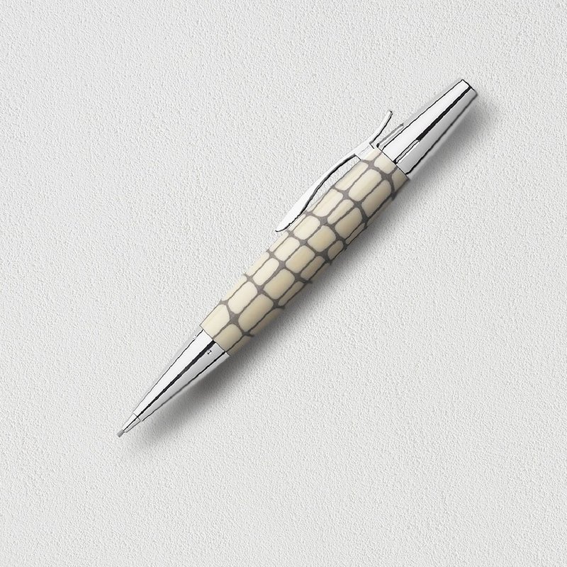 【Faber-Castell】E-MOTION 鳄鱼纹1.4mm 旋转铅笔象牙白免费刻字 - 铅笔/自动铅笔 - 树脂 白色