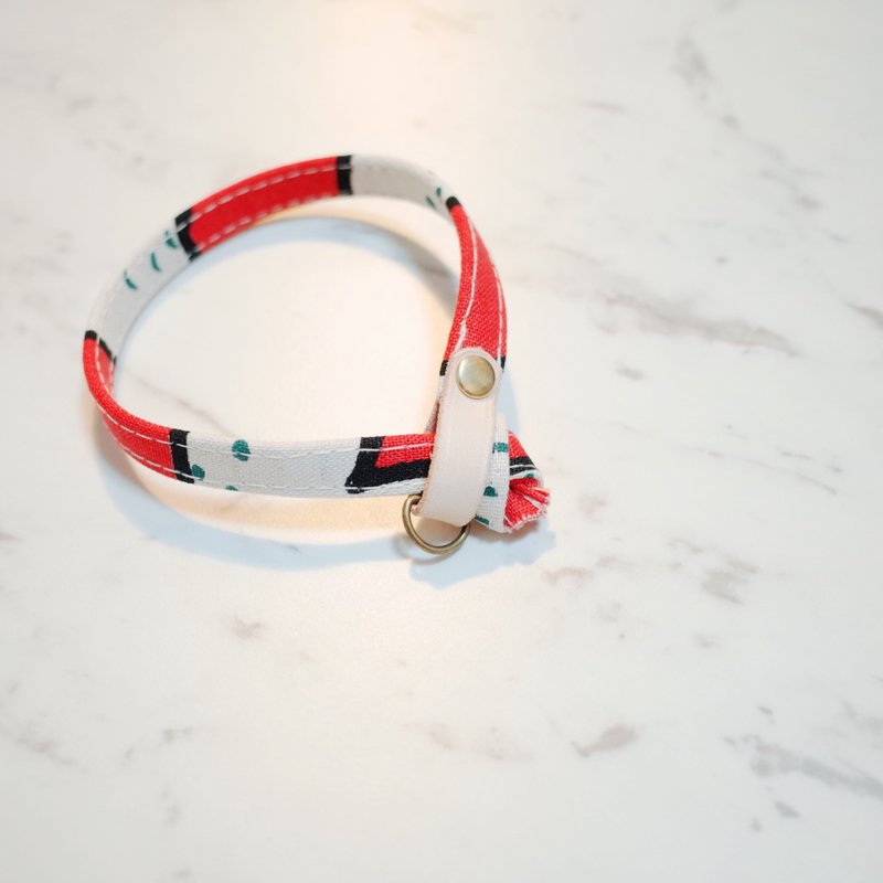 猫 项圈 温暖大狗狗 几何区块红 可加购吊牌 附铃铛 - 项圈/牵绳 - 棉．麻 