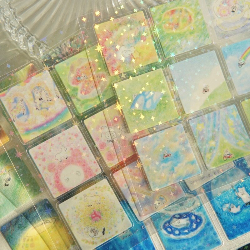 原创 闪光贴纸 飞行日记 小小微光 小毛驴 苹果宇宙 手帐可爱治愈 - 贴纸 - 其他材质 多色
