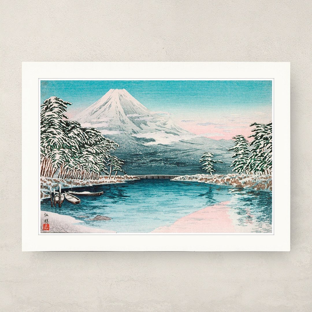 【B4 艺术画卡・B4 Poster】高桥松亭・从田子浦眺望富士山雪景 - 海报/装饰画/版画 - 纸 卡其色