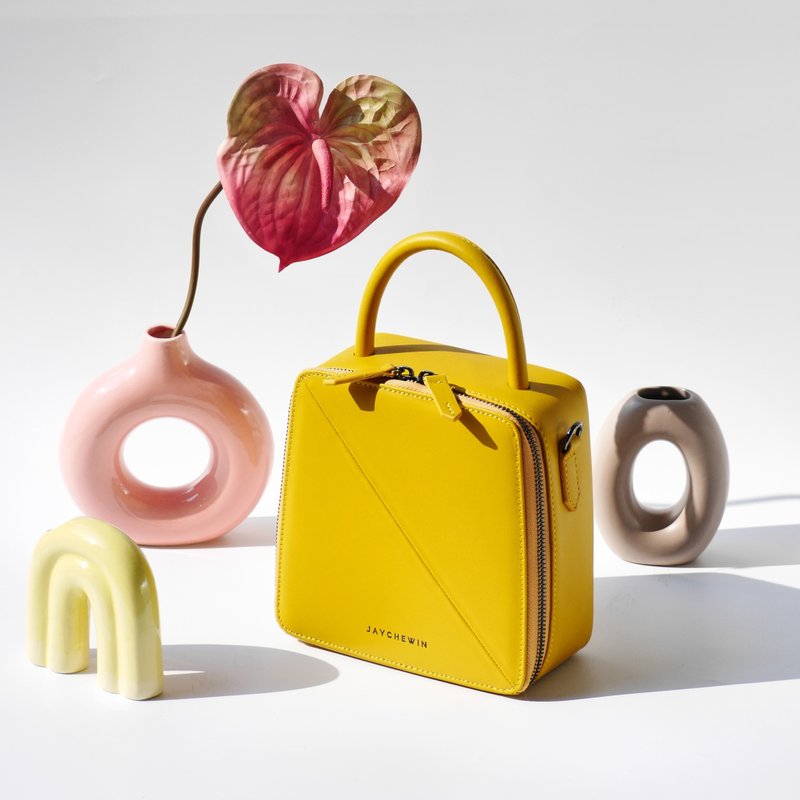 斜背包 包包 Butter Cross-body Bag / 芥末黄色 Mustard Yellow - 侧背包/斜挎包 - 真皮 黄色