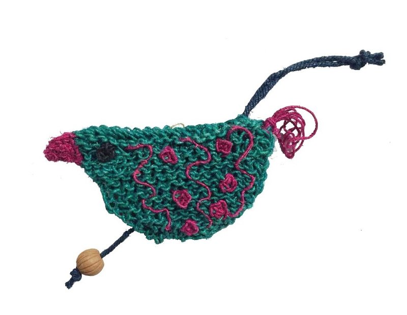 地球树手工公平贸易 fair trade --麻线编织钥匙圈/绿色小鸟 - 钥匙链/钥匙包 - 棉．麻 绿色