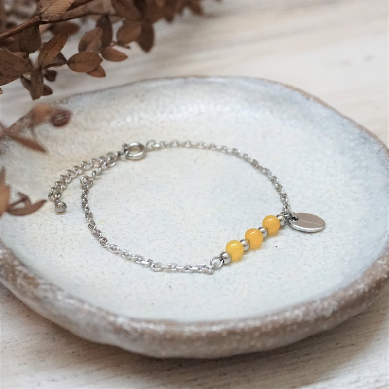 << modomodo诞生石手链 >> 十一月诞生石 - 黄玛瑙Yellowagate - 手链/手环 - 水晶 黄色